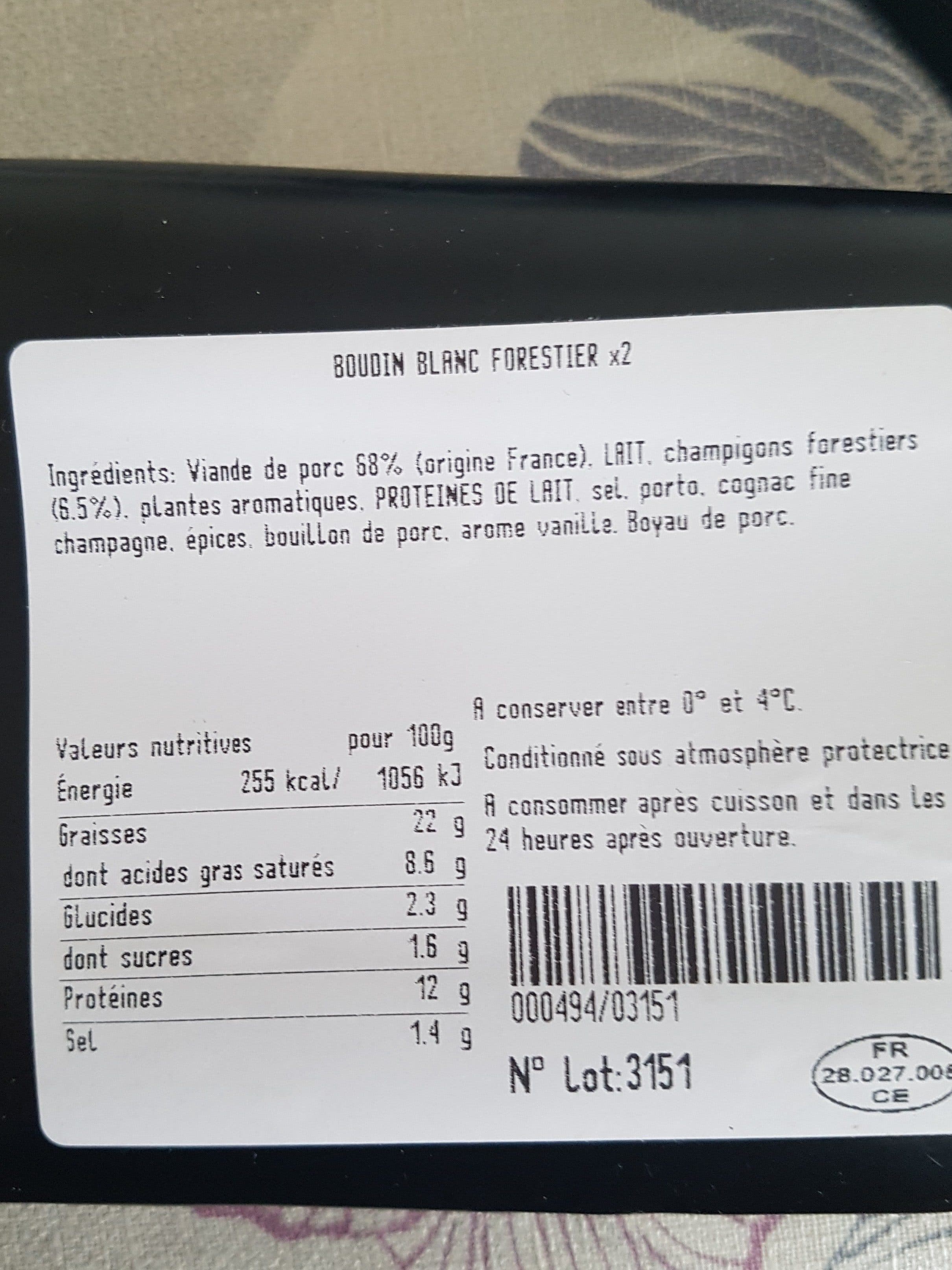 Le Bazochon Boudin blanc forestier packshot