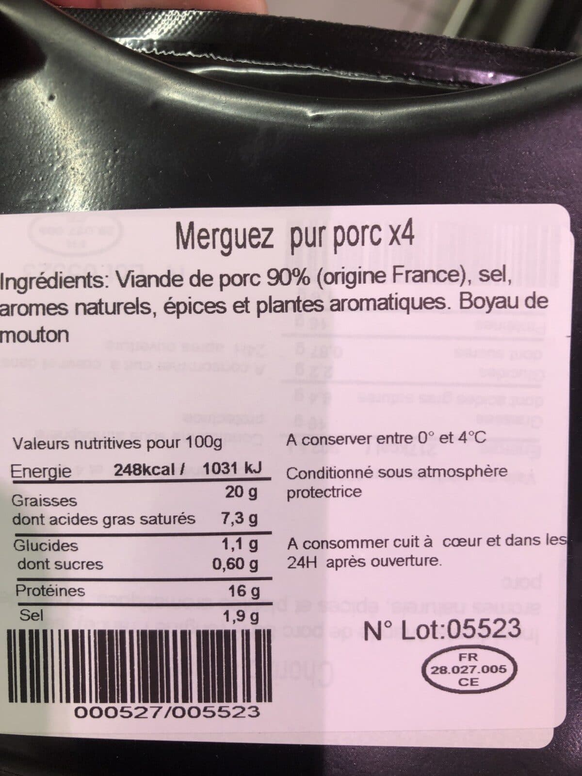 Open Food Facts Merguez pur porc packshot