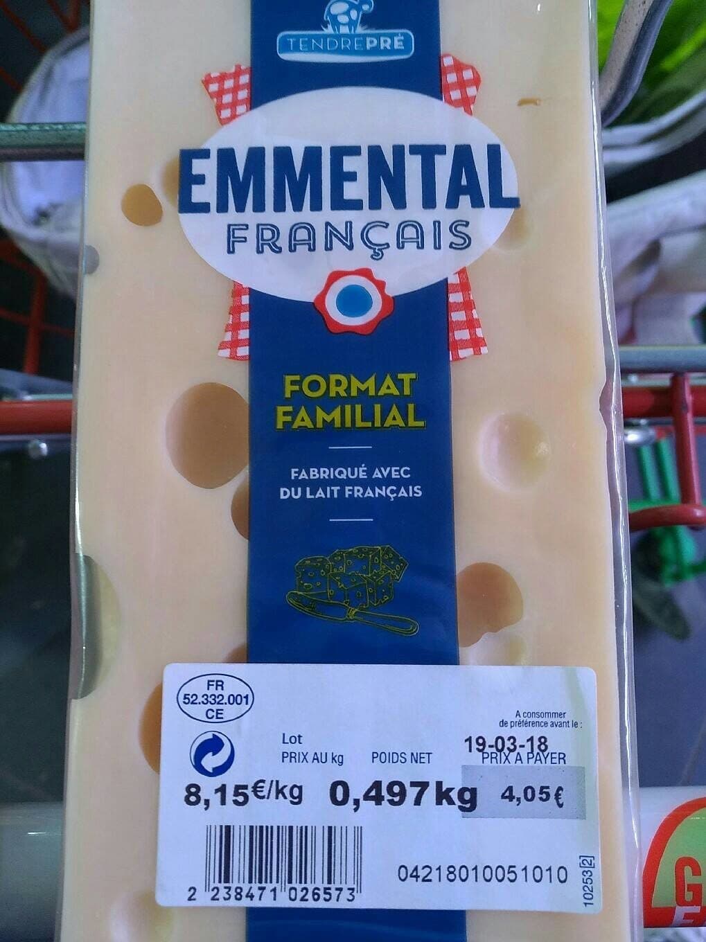 Tendrepré Emmental francais packshot