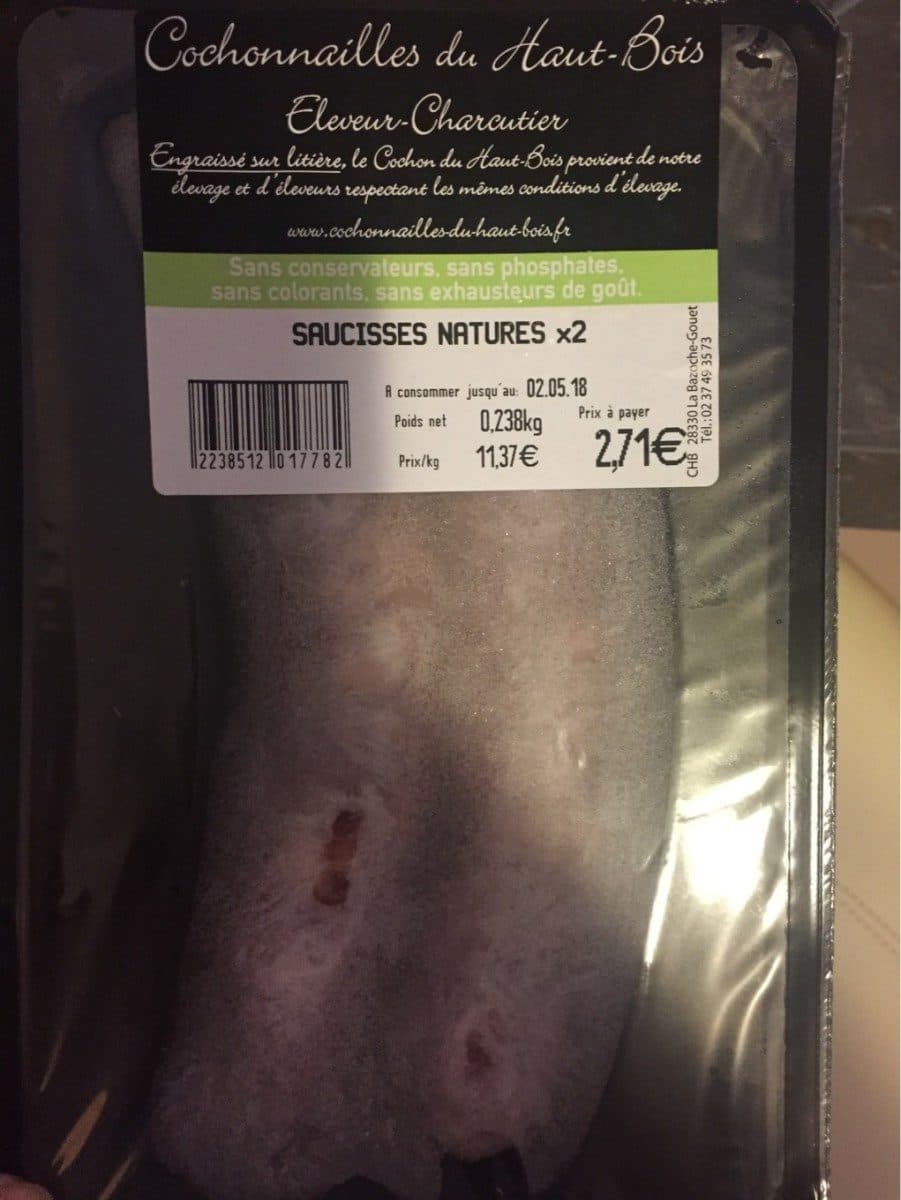 Open Food Facts Saucisses nature x2 packshot