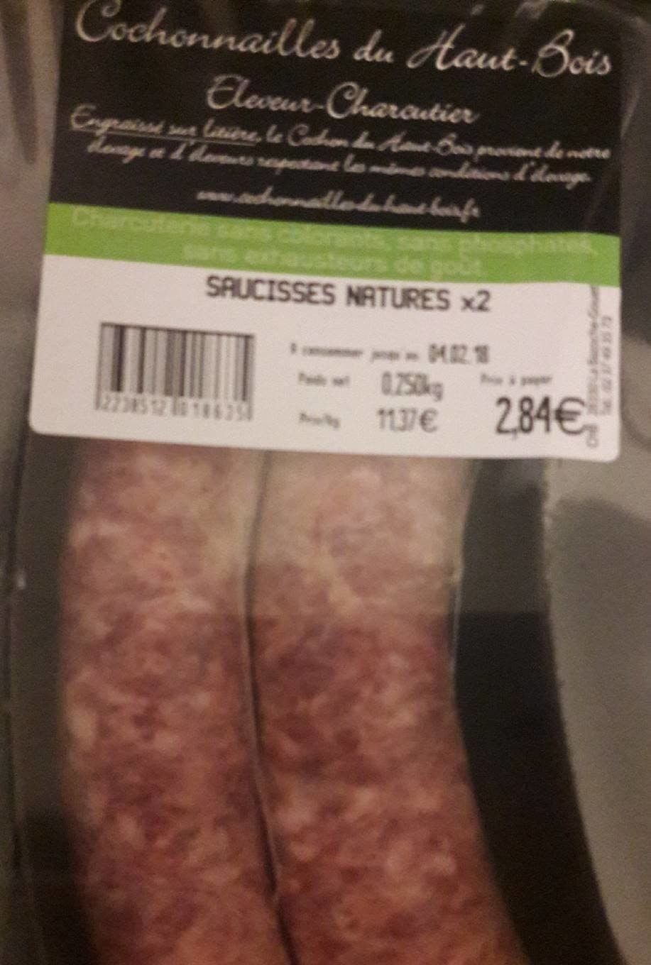 Cochonnailles du Haut-Bois Saucisses Nature packshot