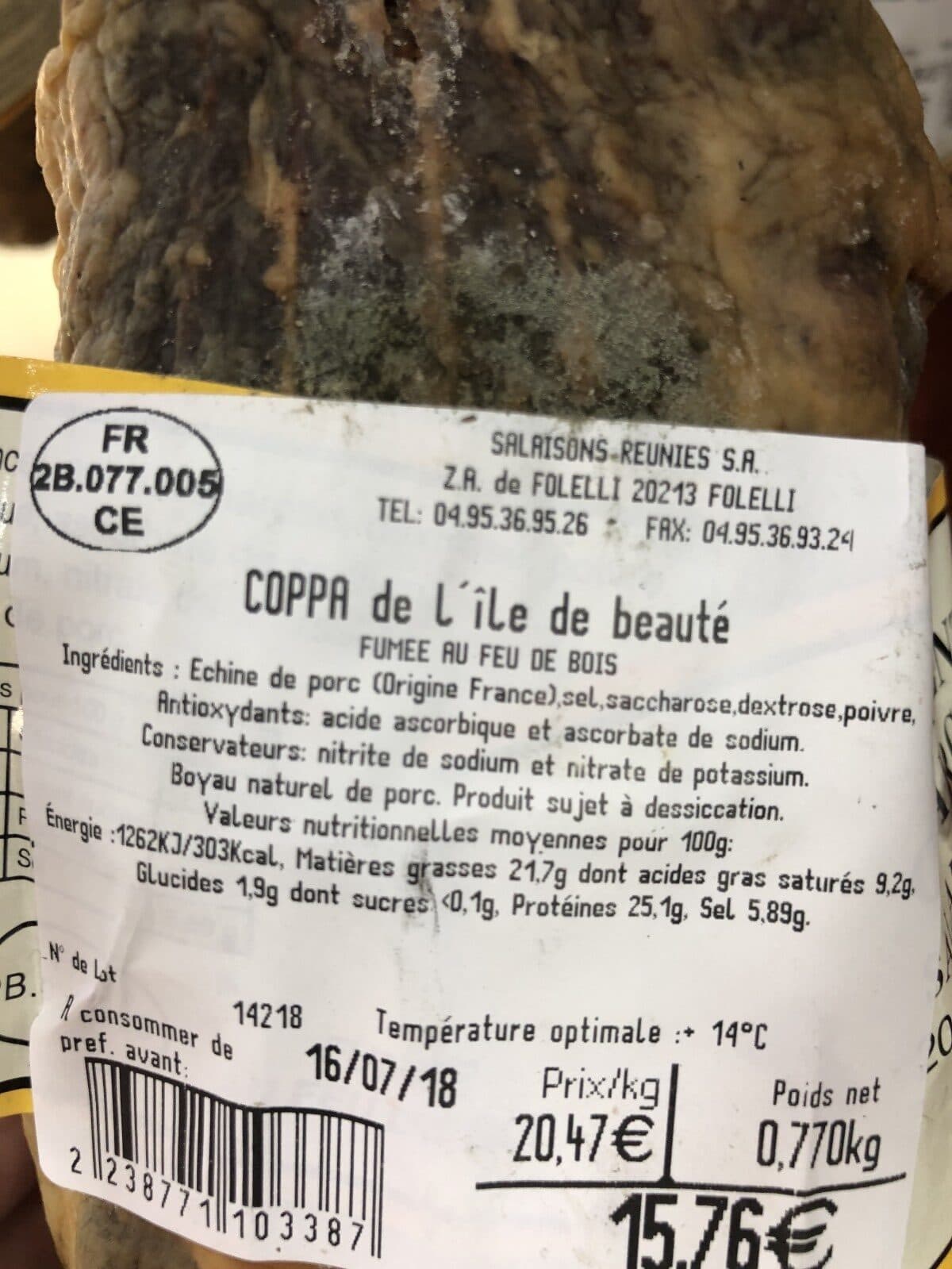 Open Food Facts Coppa de l'île de Beauté packshot