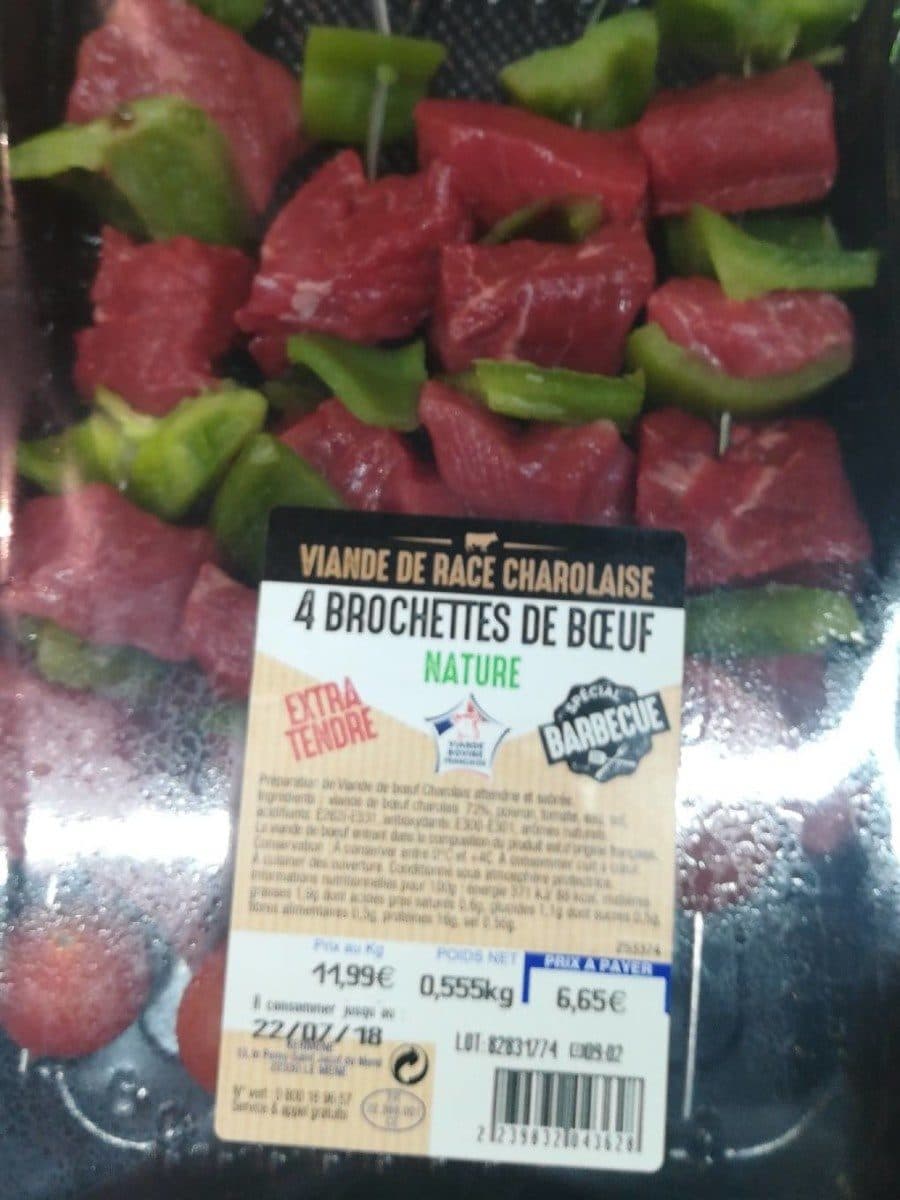 Open Food Facts 4 brochettes de bœuf nature packshot