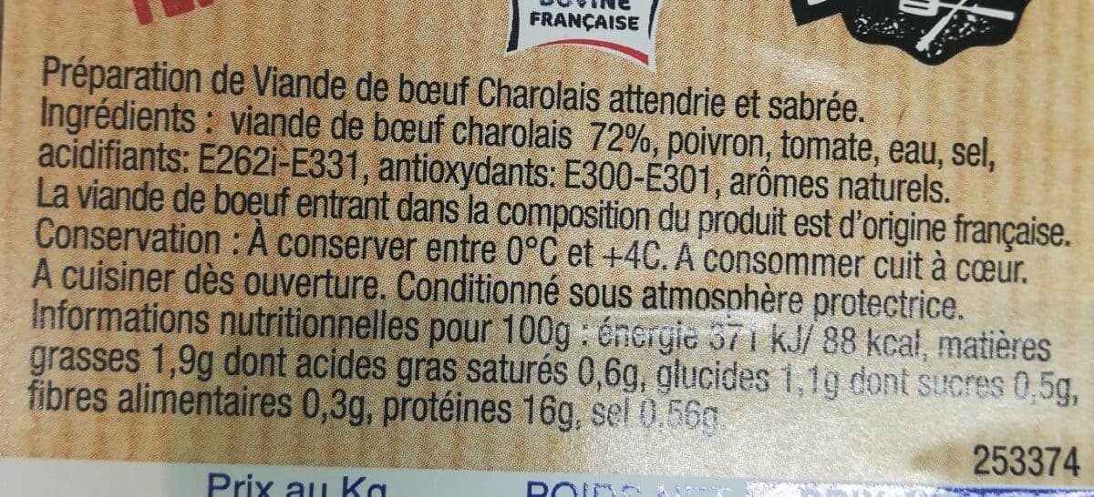 Open Food Facts 4 brochettes de bœuf nature packshot