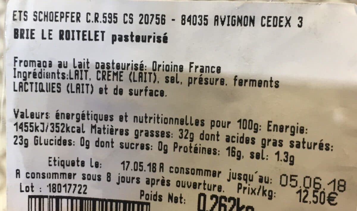 Open Food Facts Brie Le Routeler packshot