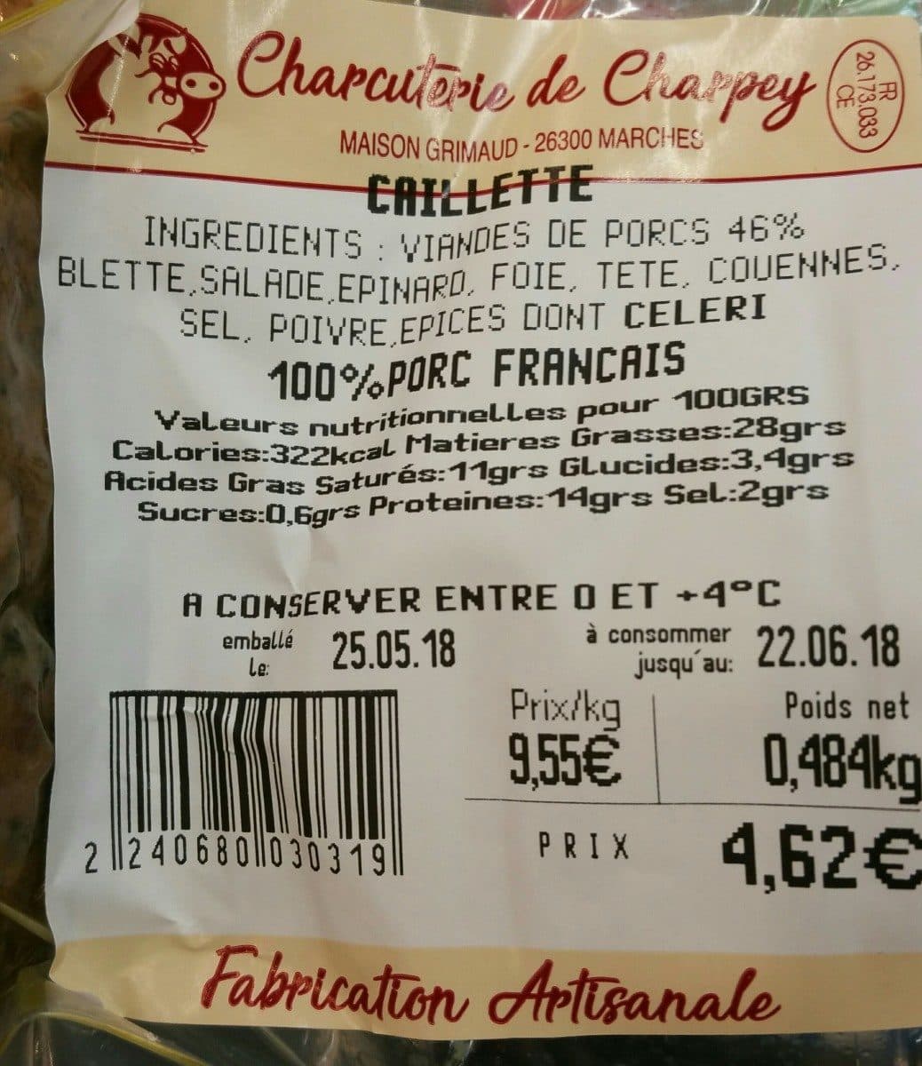 Open Food Facts Caillette packshot