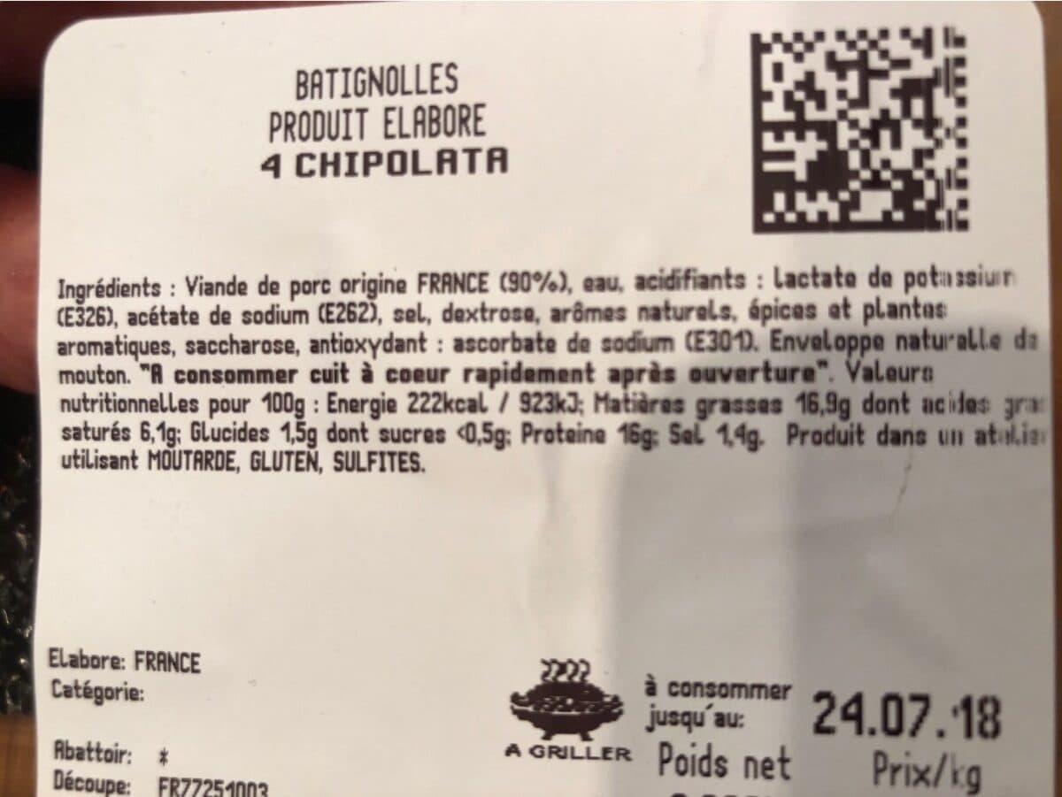Open Food Facts Chipolata packshot