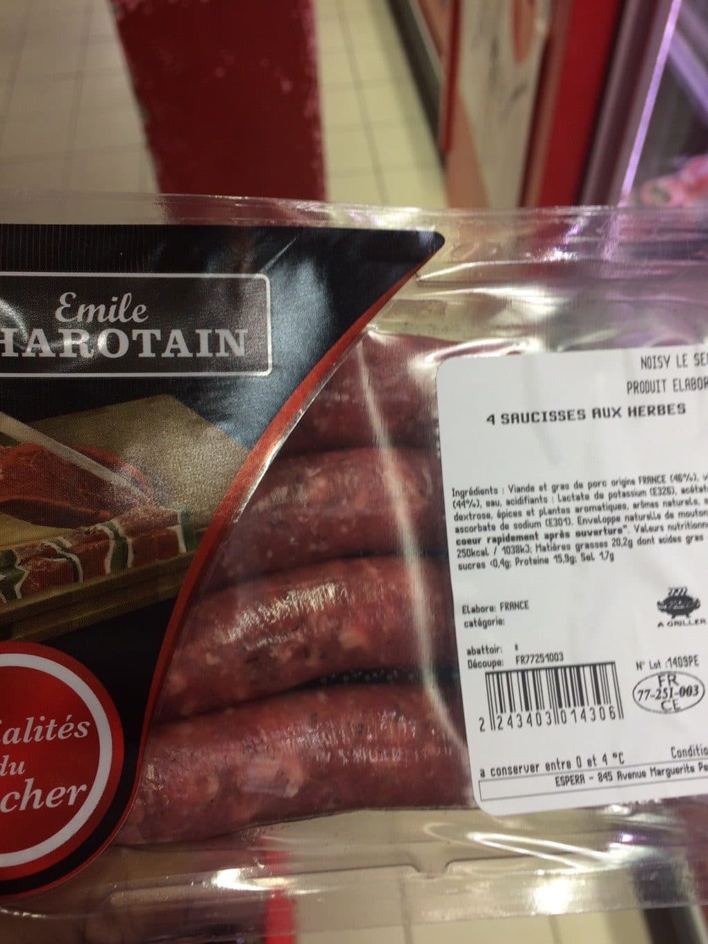 Emile Charotain Saucisse aux herbes packshot