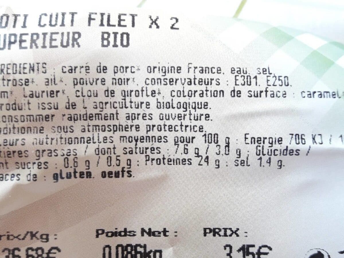 Open Food Facts Rôti cuit filet x 2 supérieur bio packshot