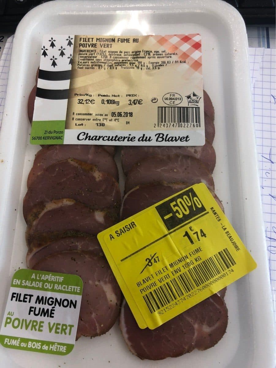 Open Food Facts Filet mignon fumé au poivre vert packshot