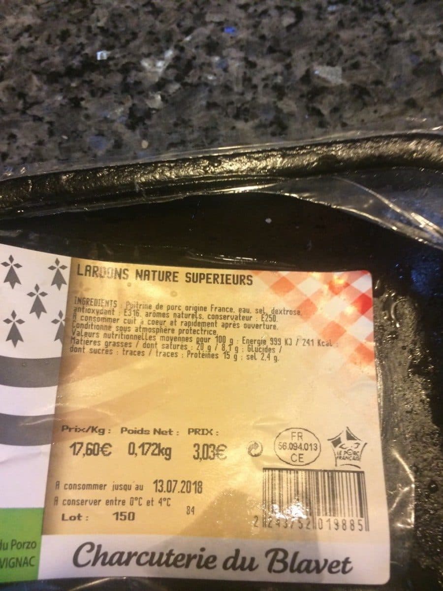 Open Food Facts Lardons nature packshot