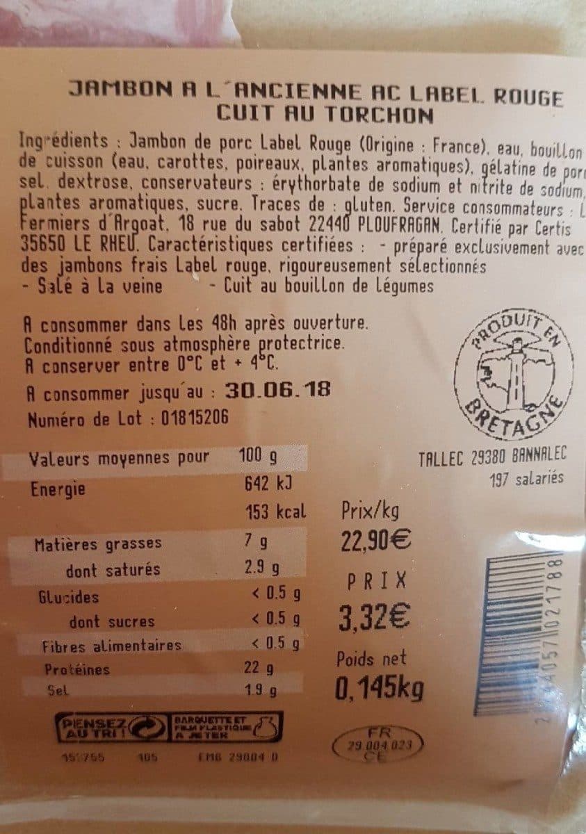 Open Food Facts Jambon à l'ancienne packshot