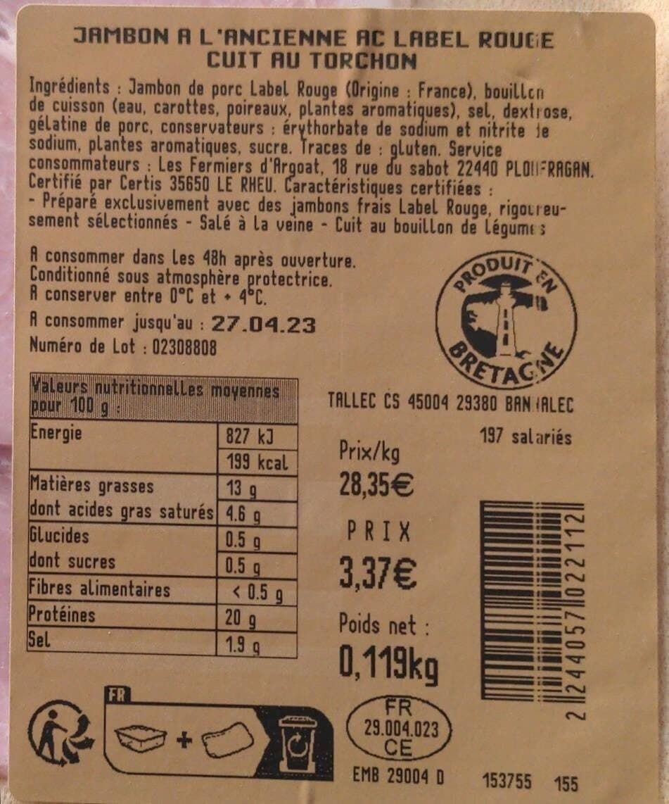 Open Food Facts Jambon à l'ancienne packshot