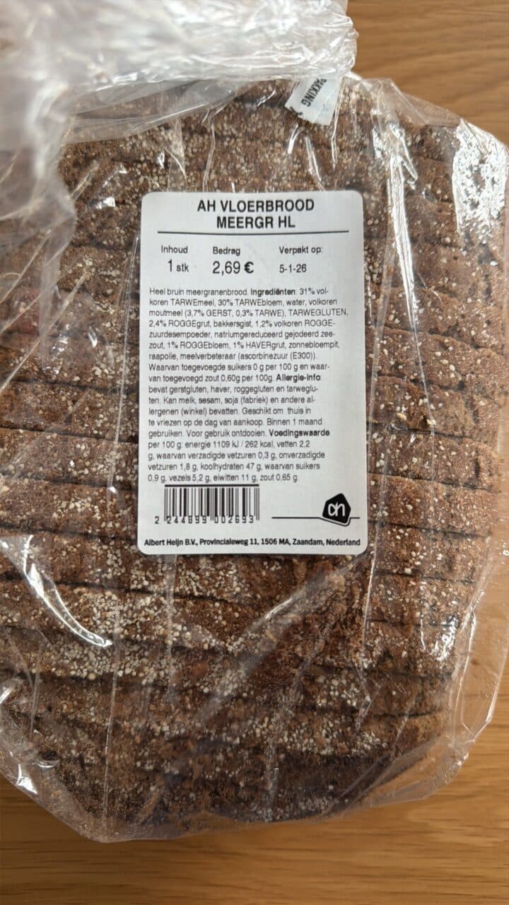 Albert Heijn PACKING AH VLOERBROOD MEERGR HL Bedrag Inhoud 1 st packshot