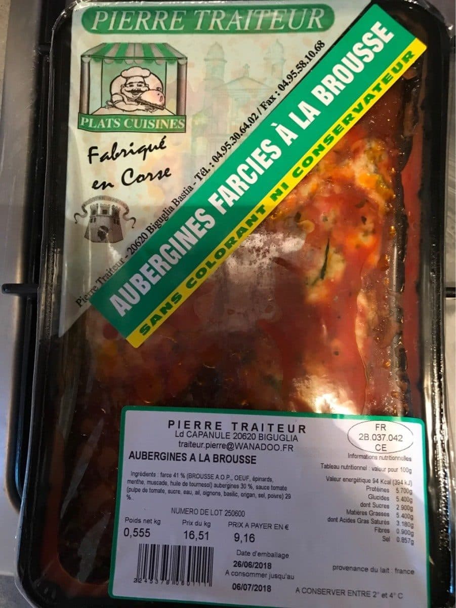 Open Food Facts Aubergines farcies à la brousse packshot
