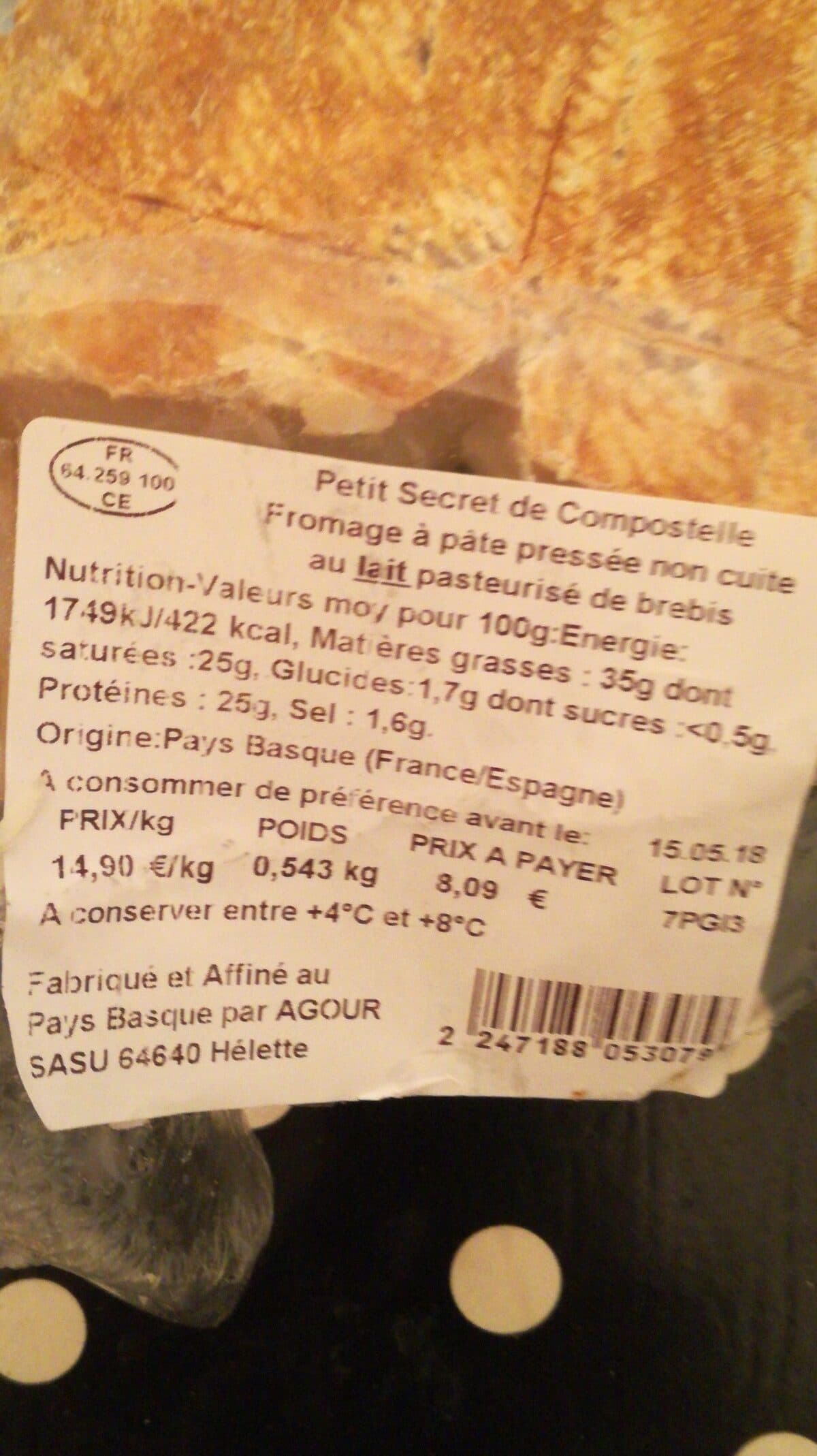 Open Food Facts Petit secret de Compostelle packshot