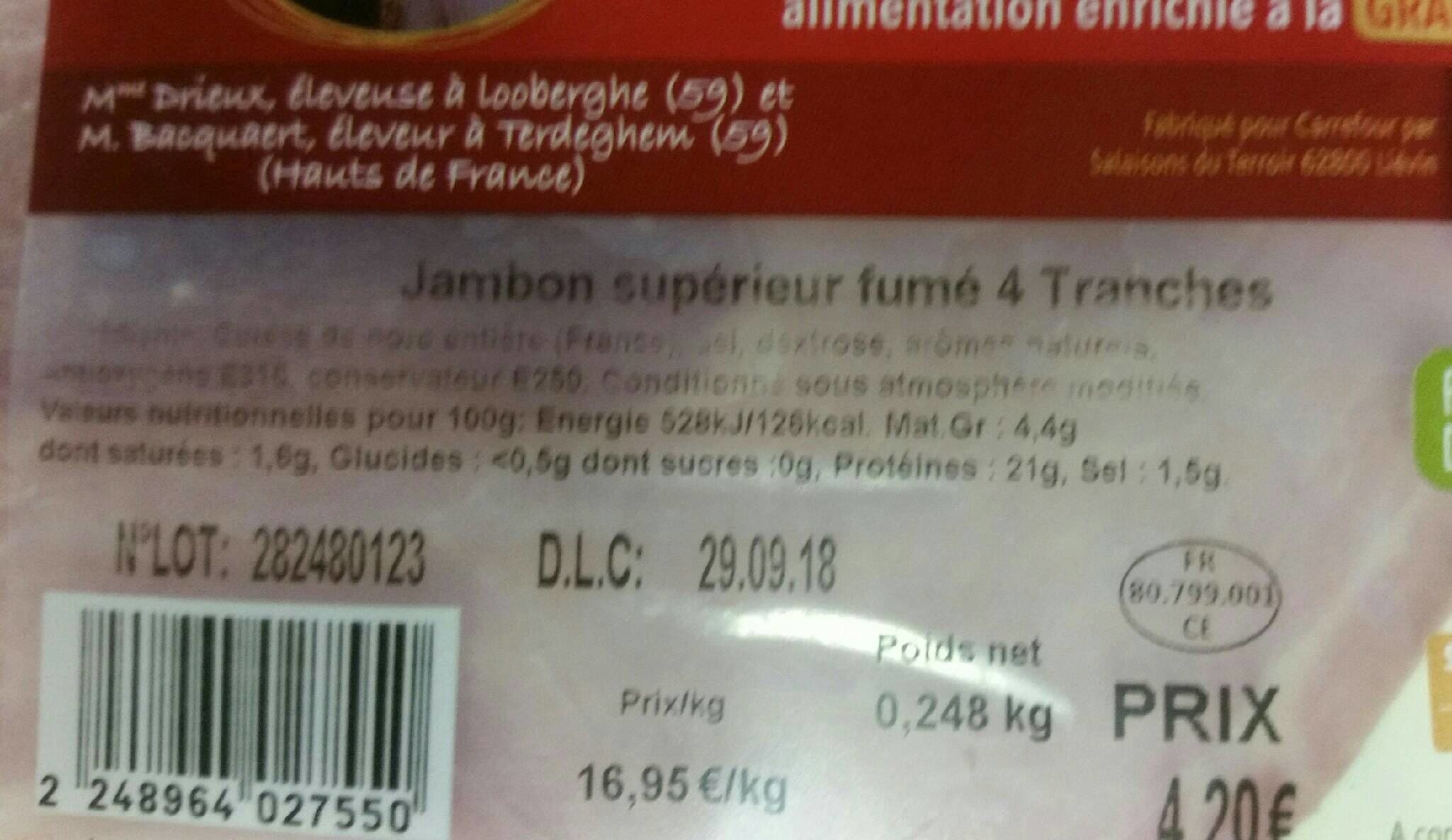 Open Food Facts Jambon supérieur fumé packshot