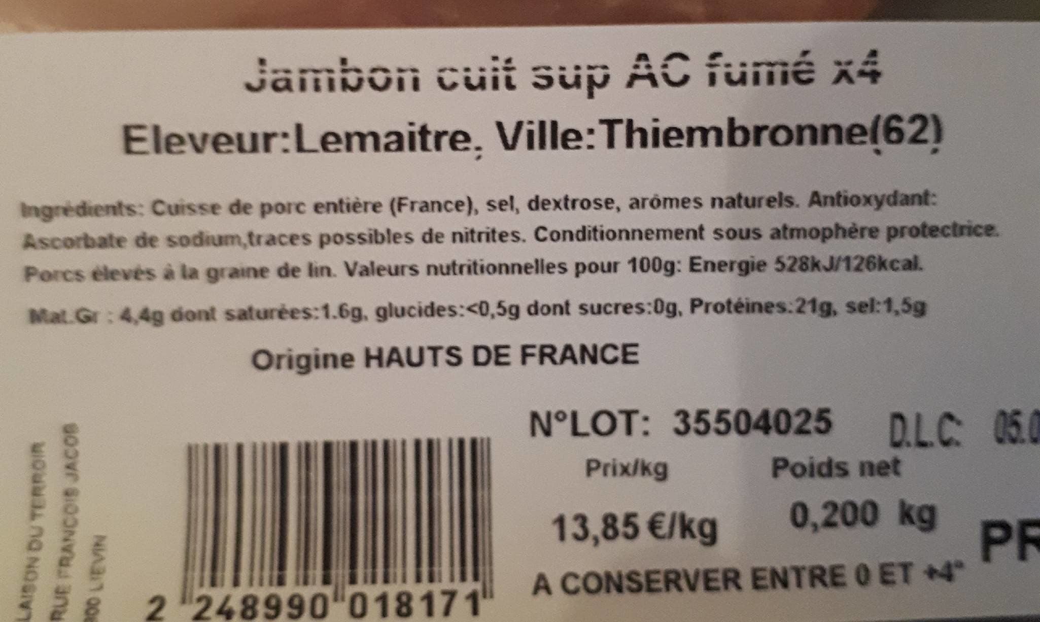 Otera Jambon cuit sup AC fumé packshot