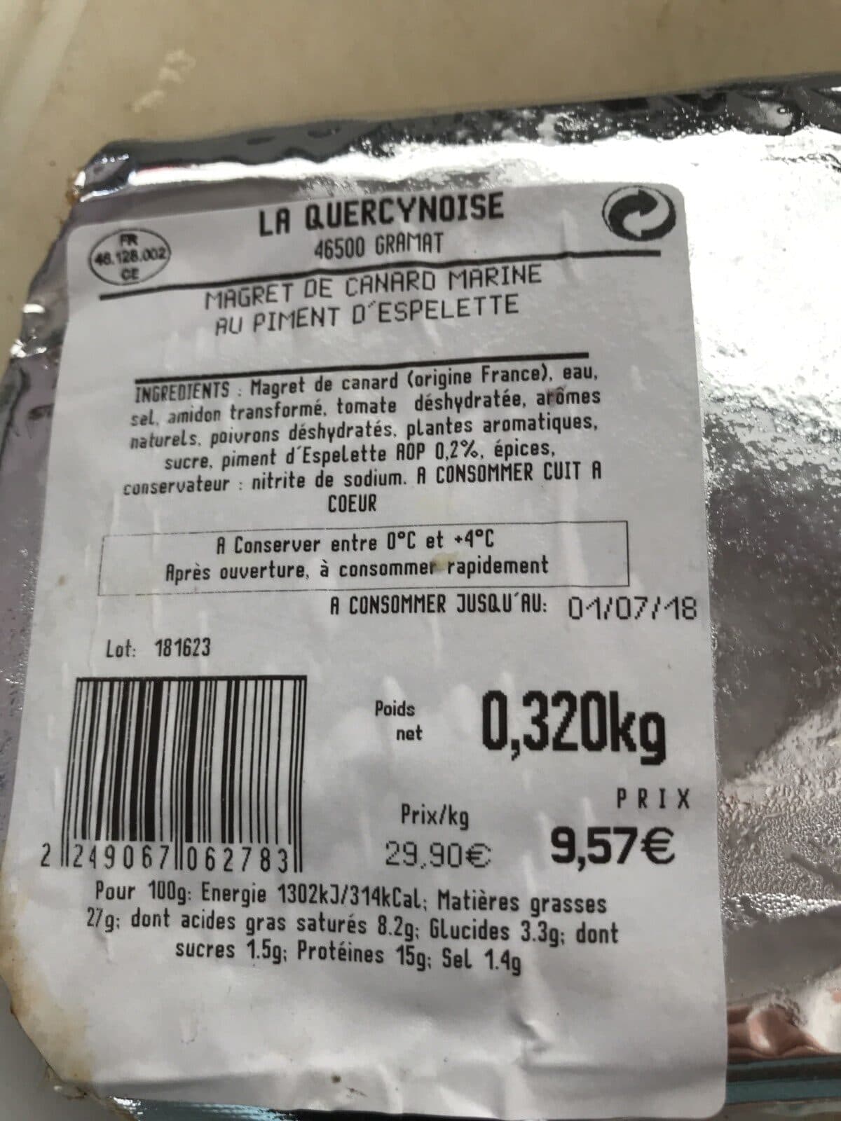Open Food Facts Magret de canard au piment d'espelette packshot