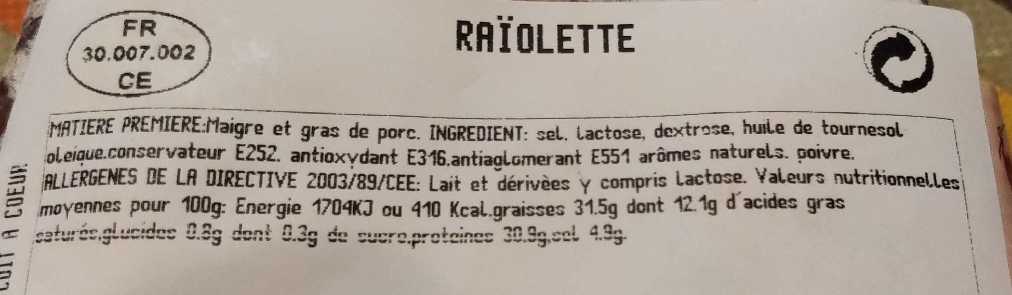 Open Food Facts Raïolette packshot