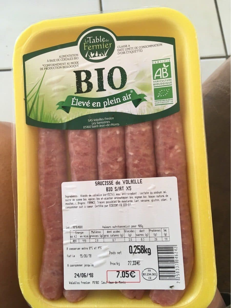La Table Du Fermier Saucisses de volailles packshot
