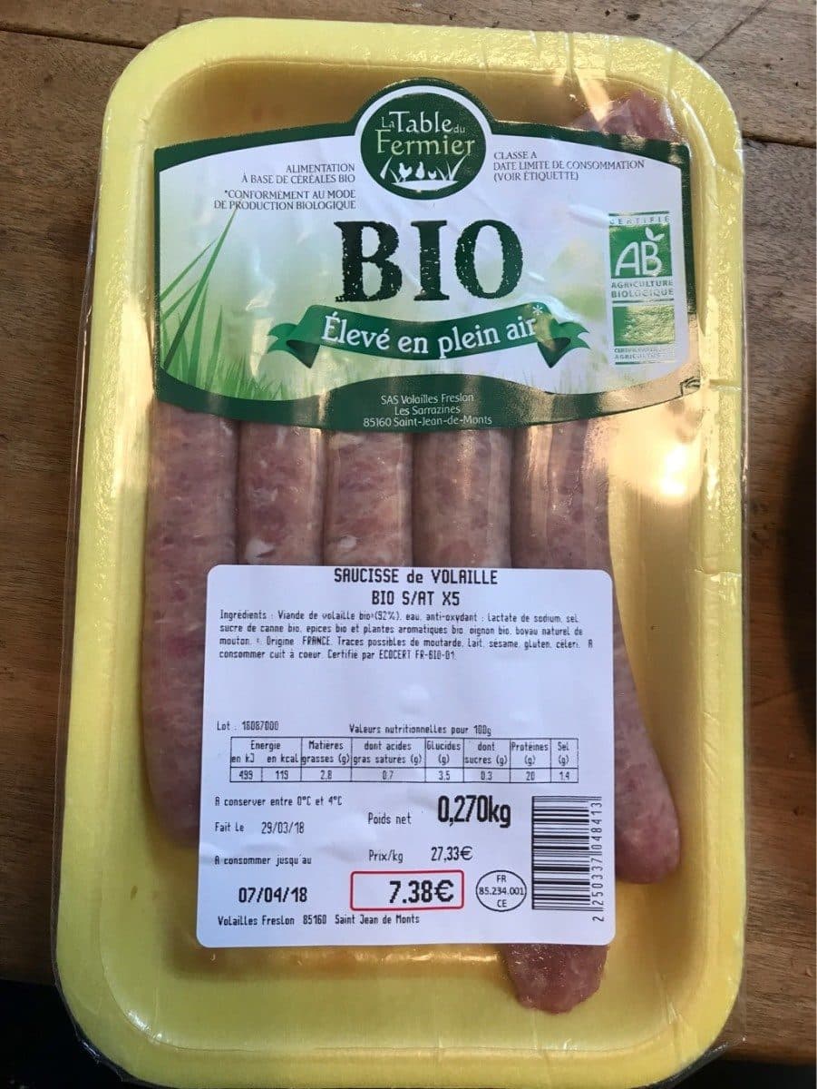 La Table Du Fermier Saucisse de volaille packshot