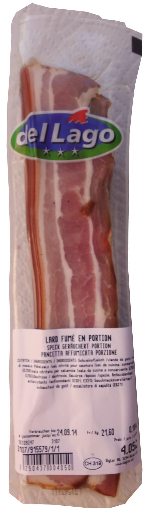 Del Lago Lard fumé en portion packshot