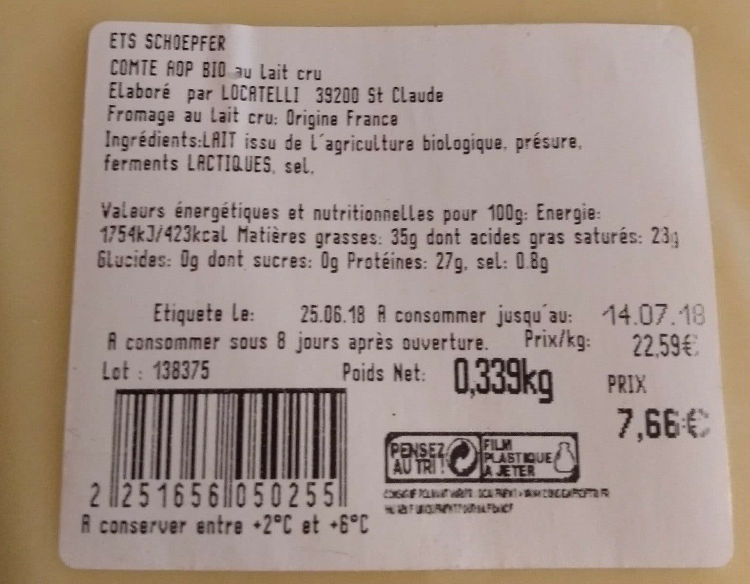 Open Food Facts Comté bio packshot