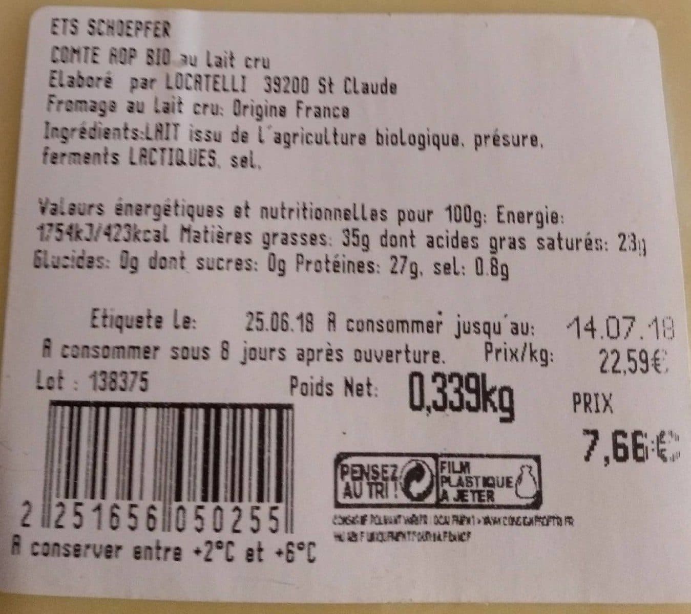 Open Food Facts Comté bio packshot