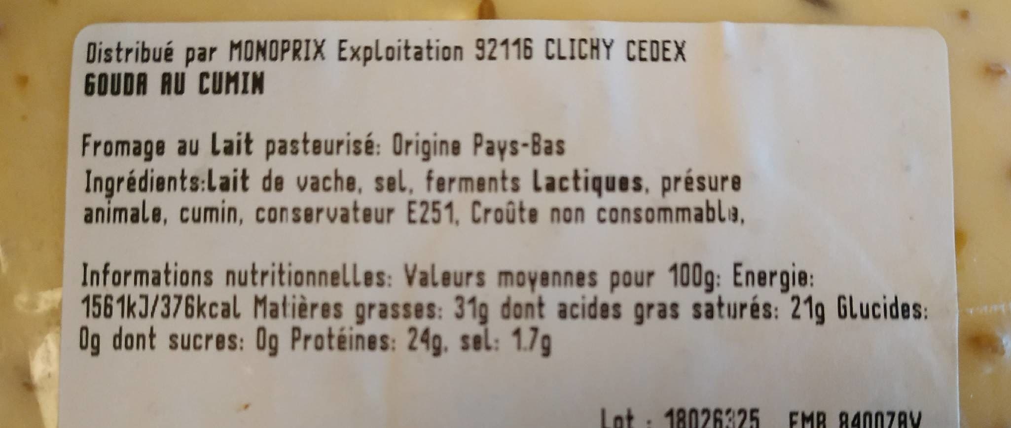 Open Food Facts Gouda au cumin packshot