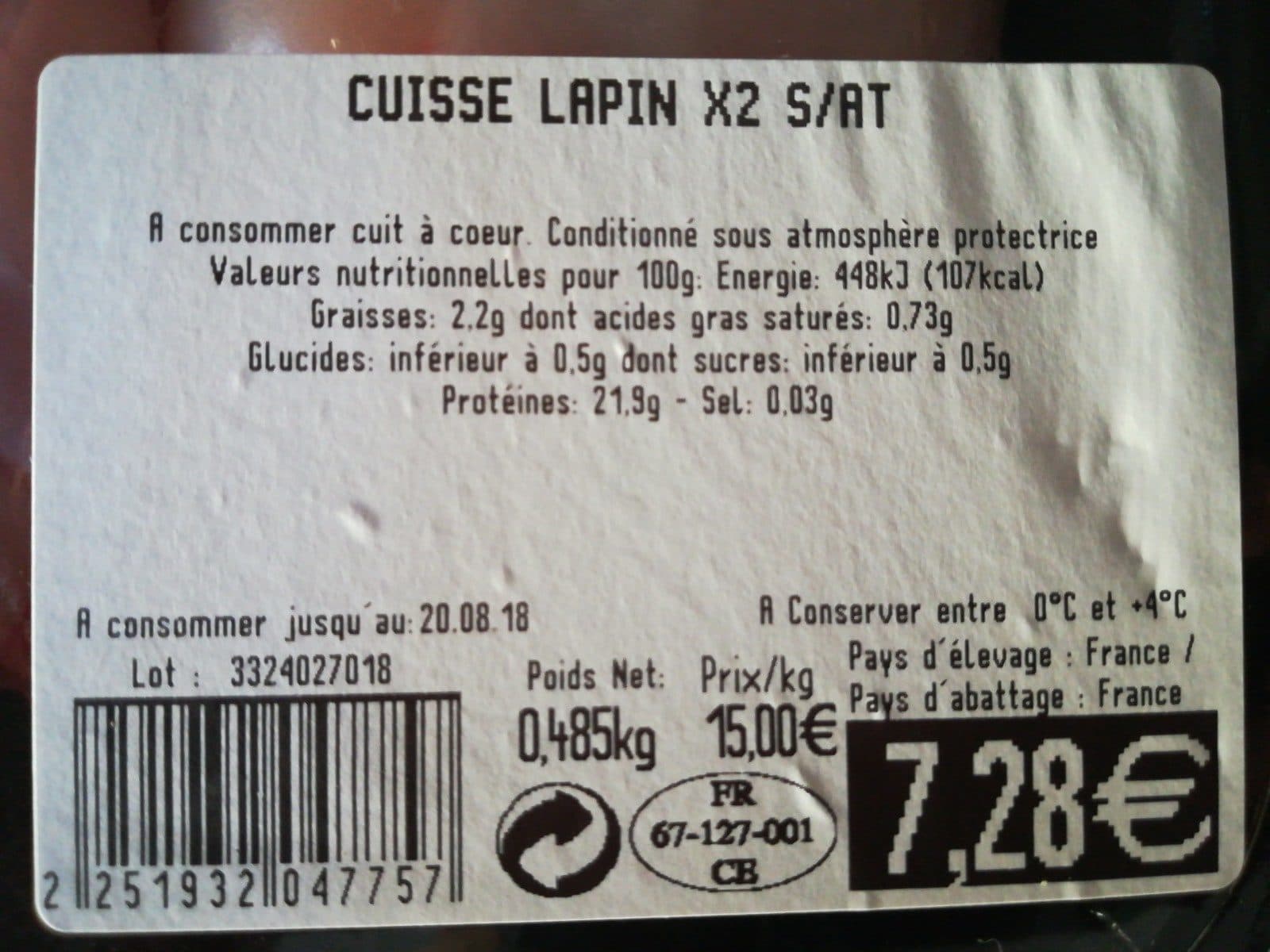 Open Food Facts Lapin de nos régions packshot