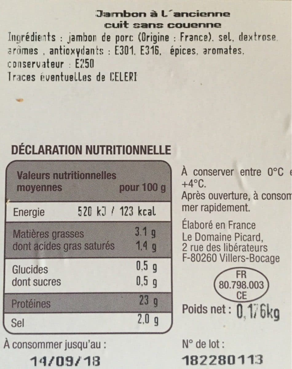Open Food Facts Jambon à l'ancienne packshot