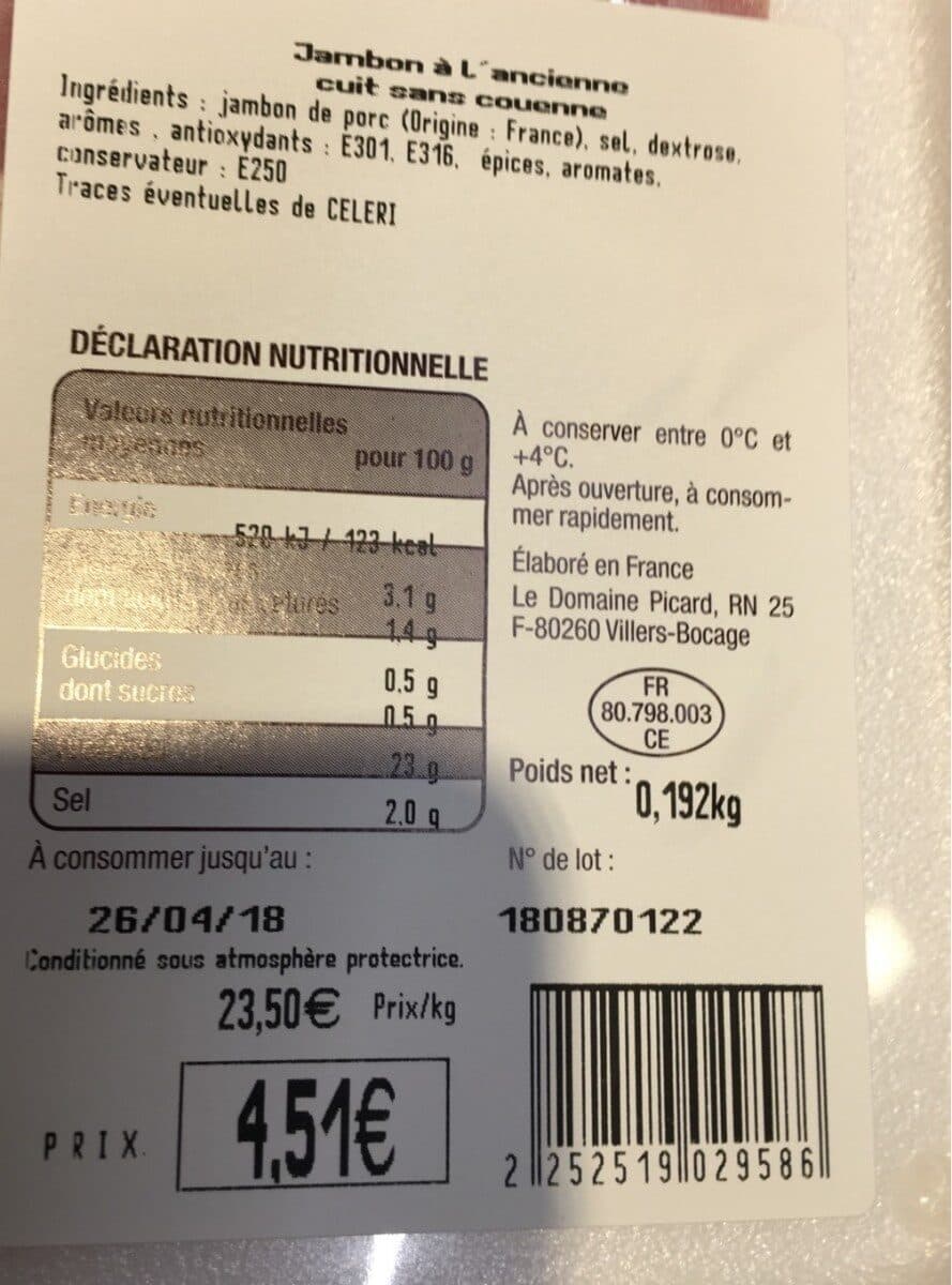 Open Food Facts Jambon a l'ancienne packshot