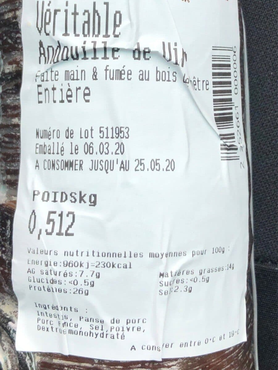 Open Food Facts Véritable andouille de Vire packshot