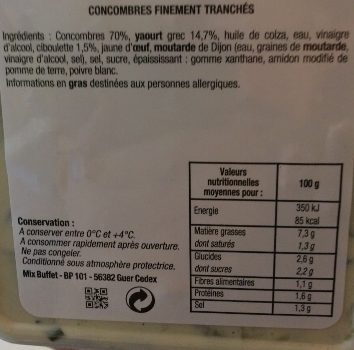 Open Food Facts Concombres finement tranchés packshot