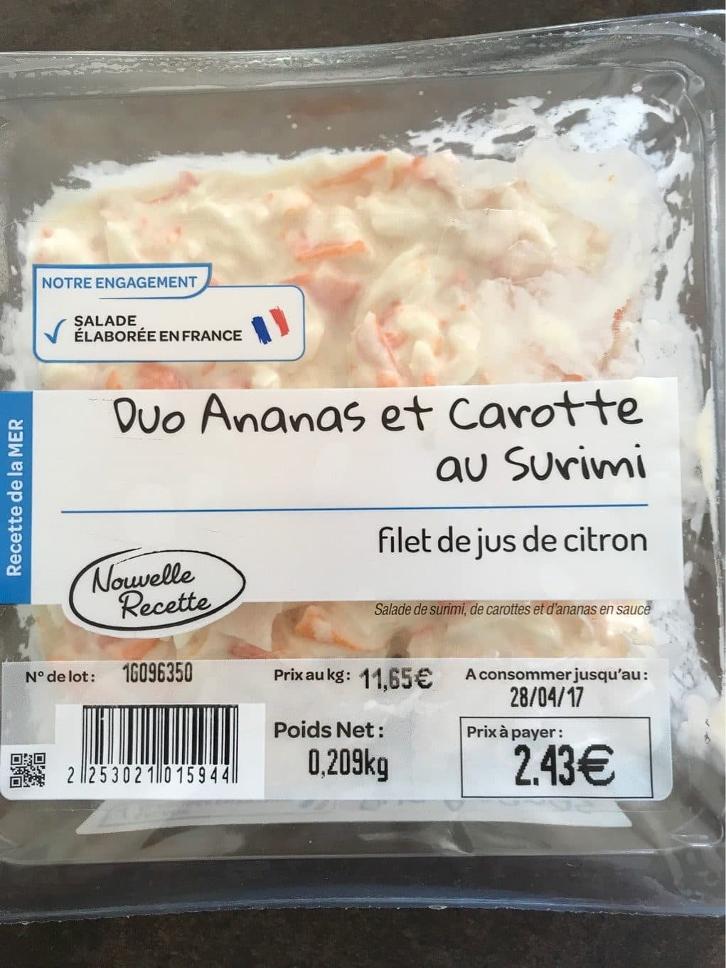 Recette De La Mer Duo Ananas et carotte au surimi packshot