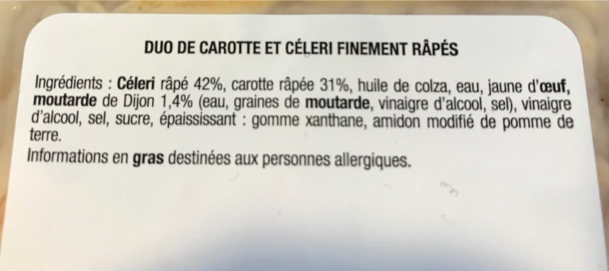 Open Food Facts Duo de carotte et céleri finement rapés packshot