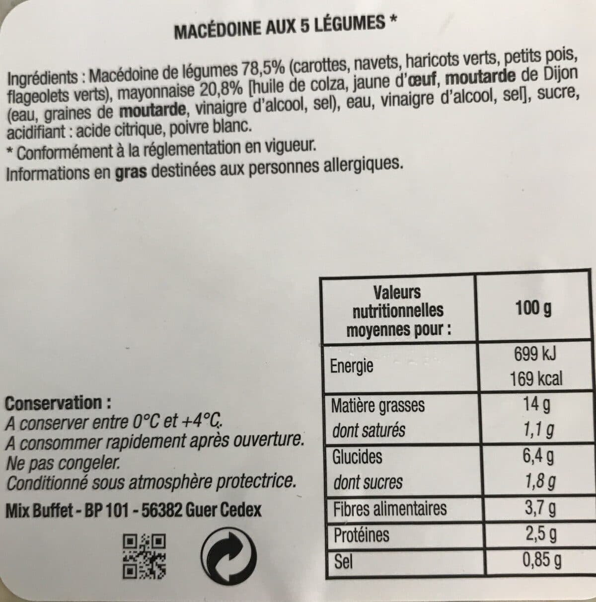 Open Food Facts Macédoine aux 5 légumes et sa mayonnaise packshot