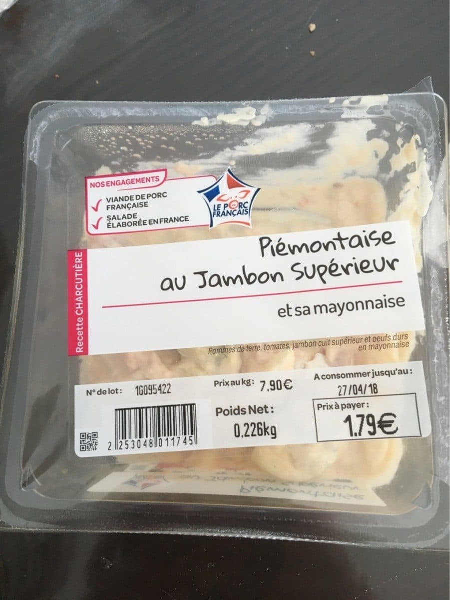Open Food Facts Piémontaise au jambon supérieur packshot