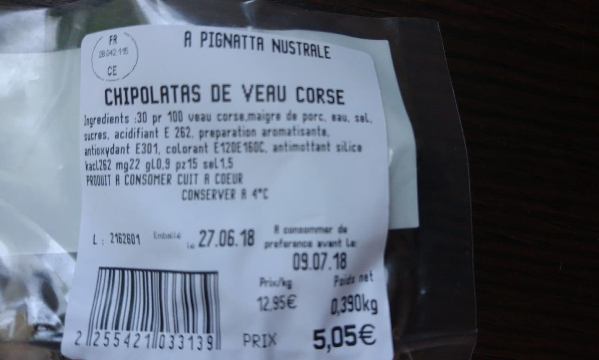 Open Food Facts Chipolatas de veau corse packshot