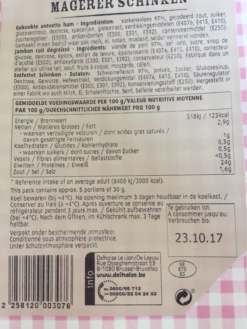 Delhaize Jambon dégraissé packshot