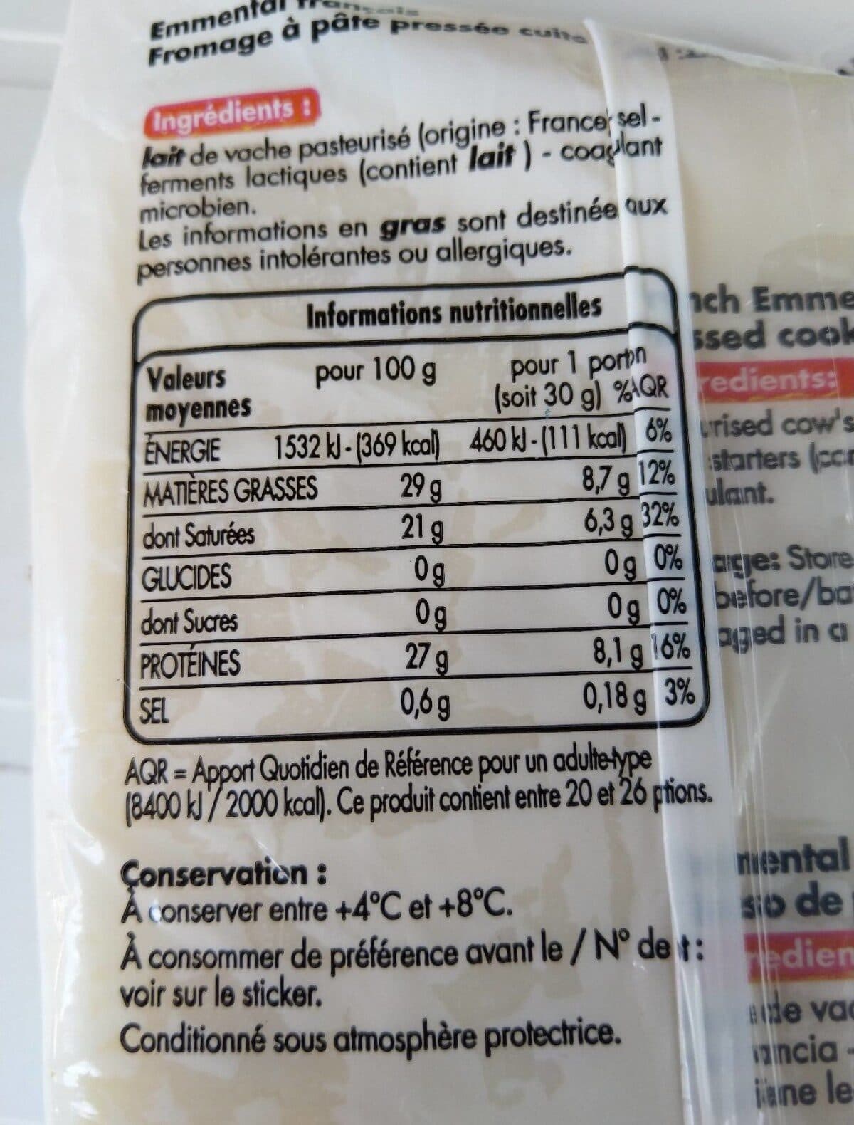 Open Food Facts Emmental français packshot