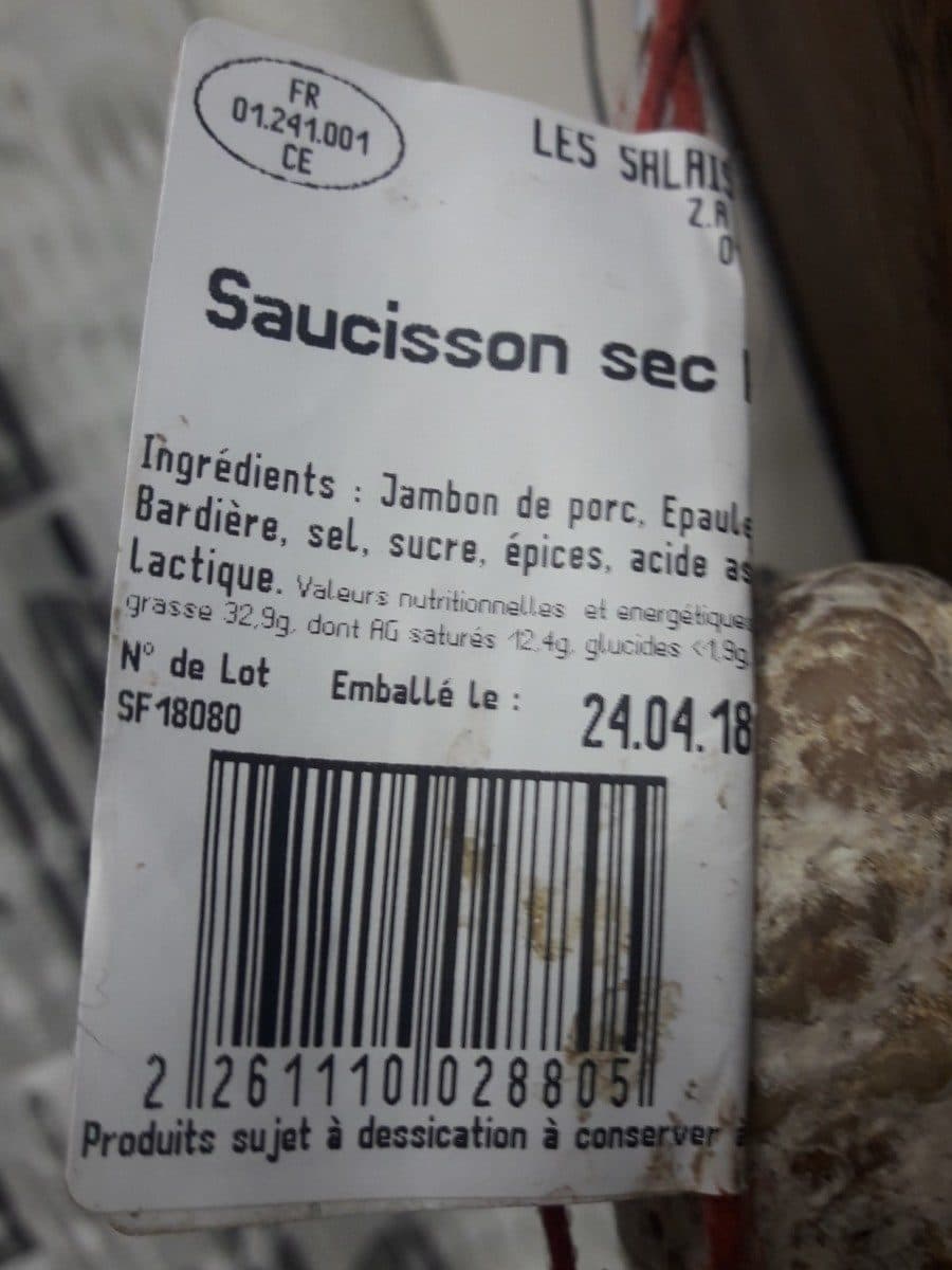 Open Food Facts Saucisson sec haché gros packshot