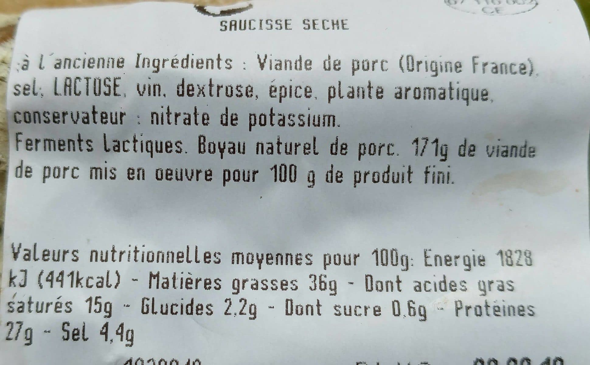 Open Food Facts Saucisse artisanale à l'ancienne packshot