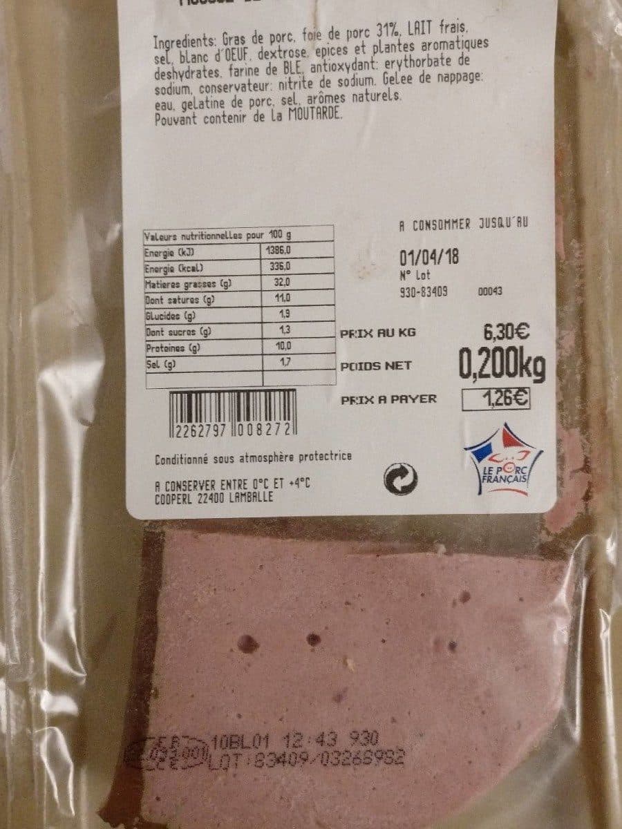Open Food Facts Mousse de foie qualité supérieure packshot