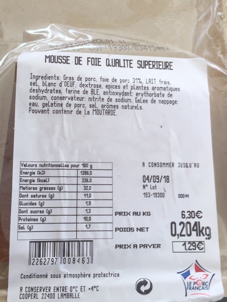 Open Food Facts Mousse de foie qualite superieur packshot