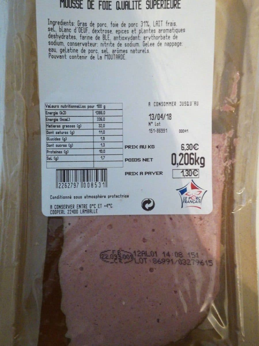 Open Food Facts Mousse de foie qualité supérieure packshot