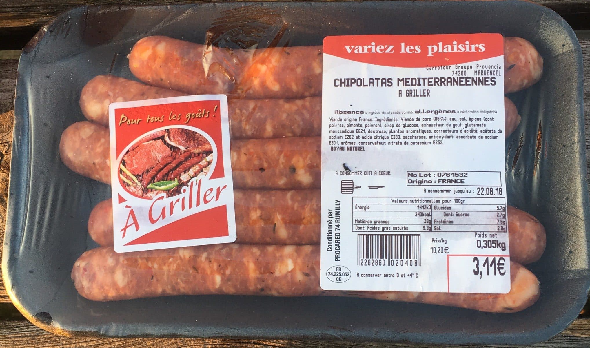 Open Food Facts Chipolatas Mediteranéennes packshot