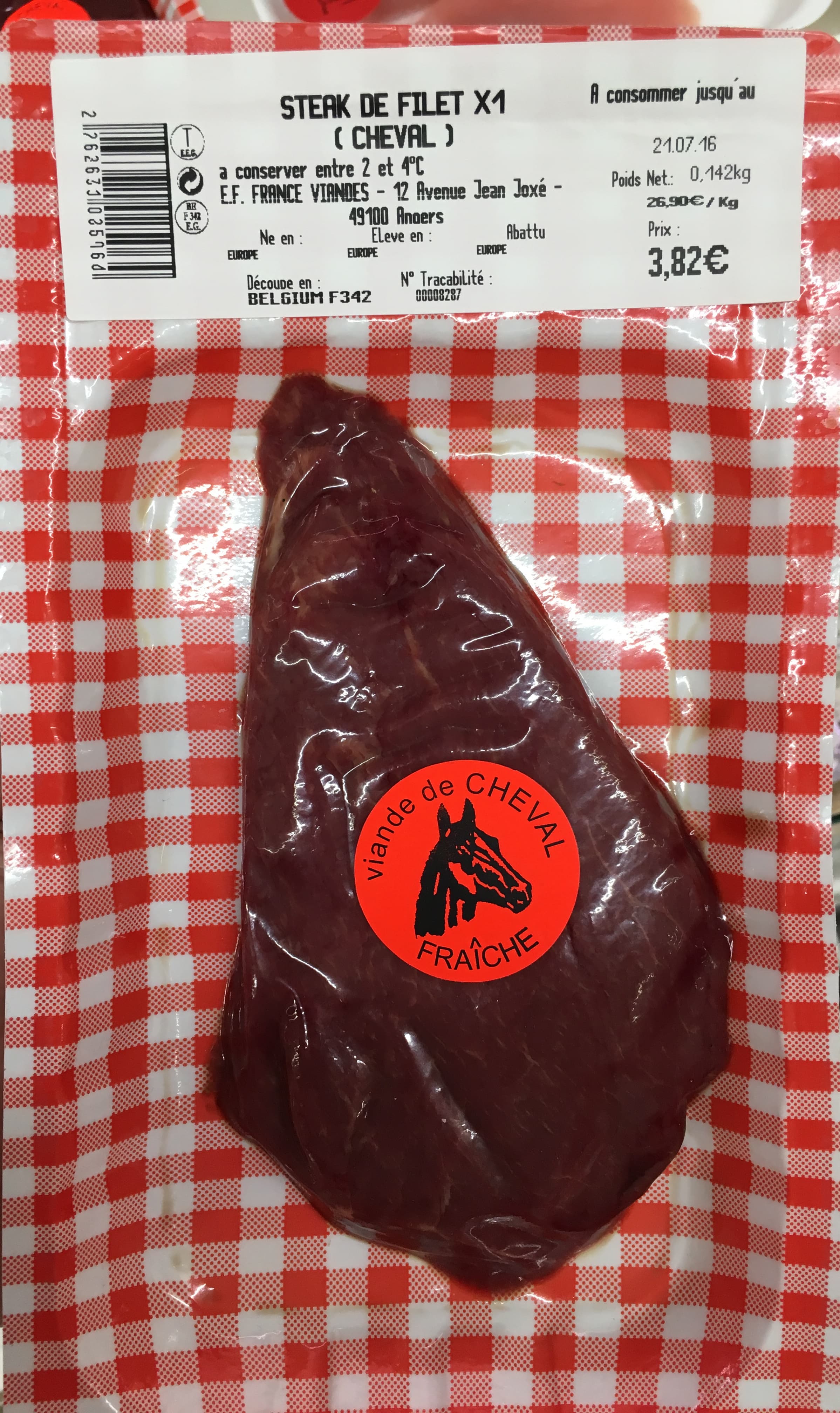 E.F. France Viandes Steak de filet x4 (cheval) packshot