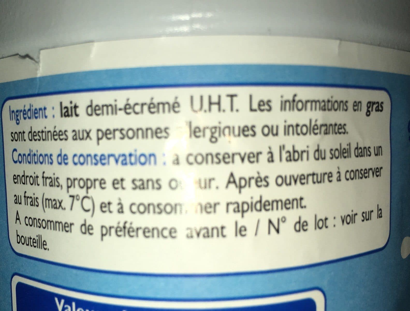 Leader Price Lait demi ecrime packshot